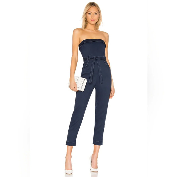 Lovers + Friends Coraline Navy Belted Sleeveless Jumpsuit Size LG Women's - Picture 3 of 7